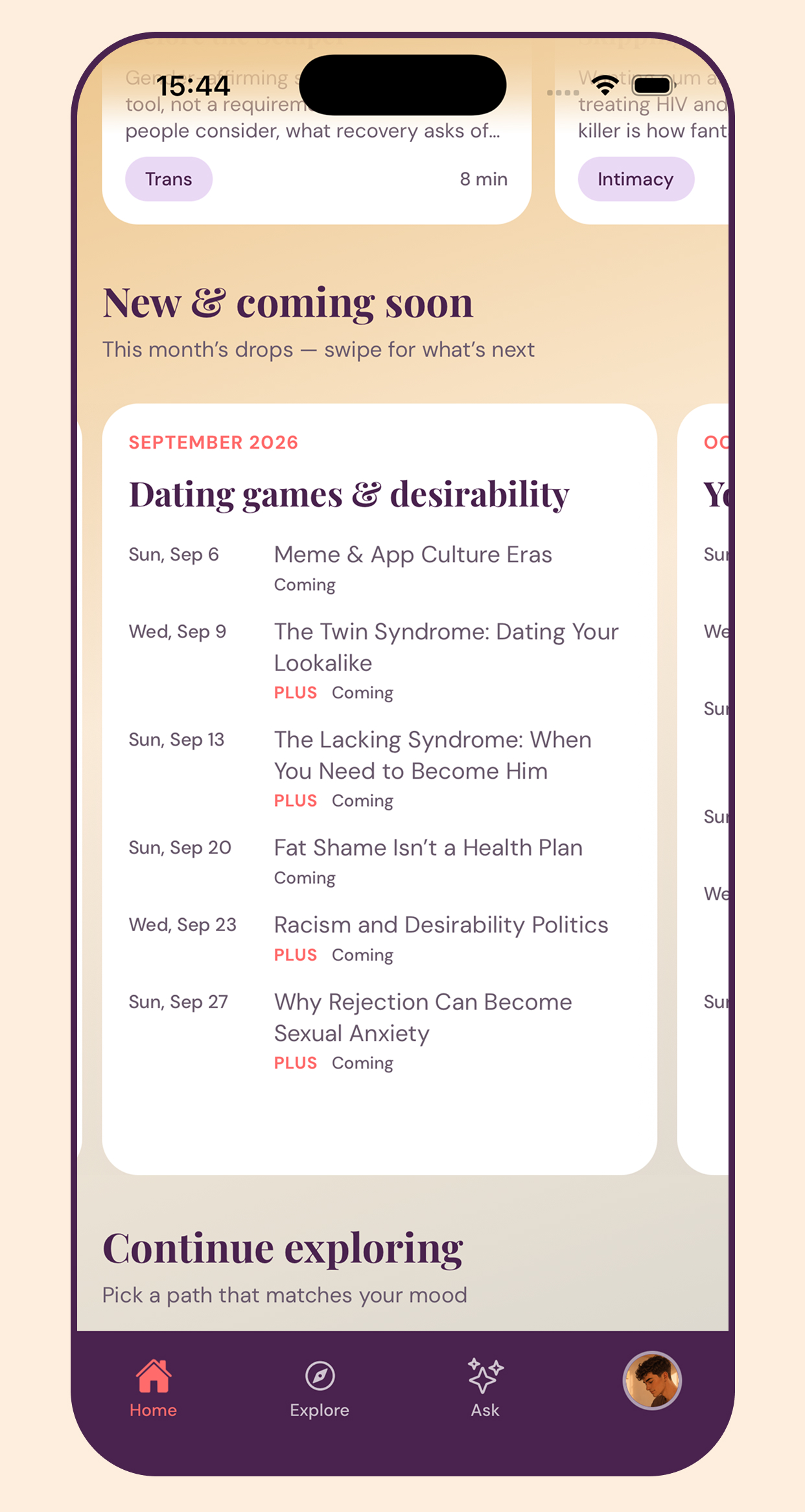 Monthly article updates — Every month, themed articles about gay life — so the app feels alive.