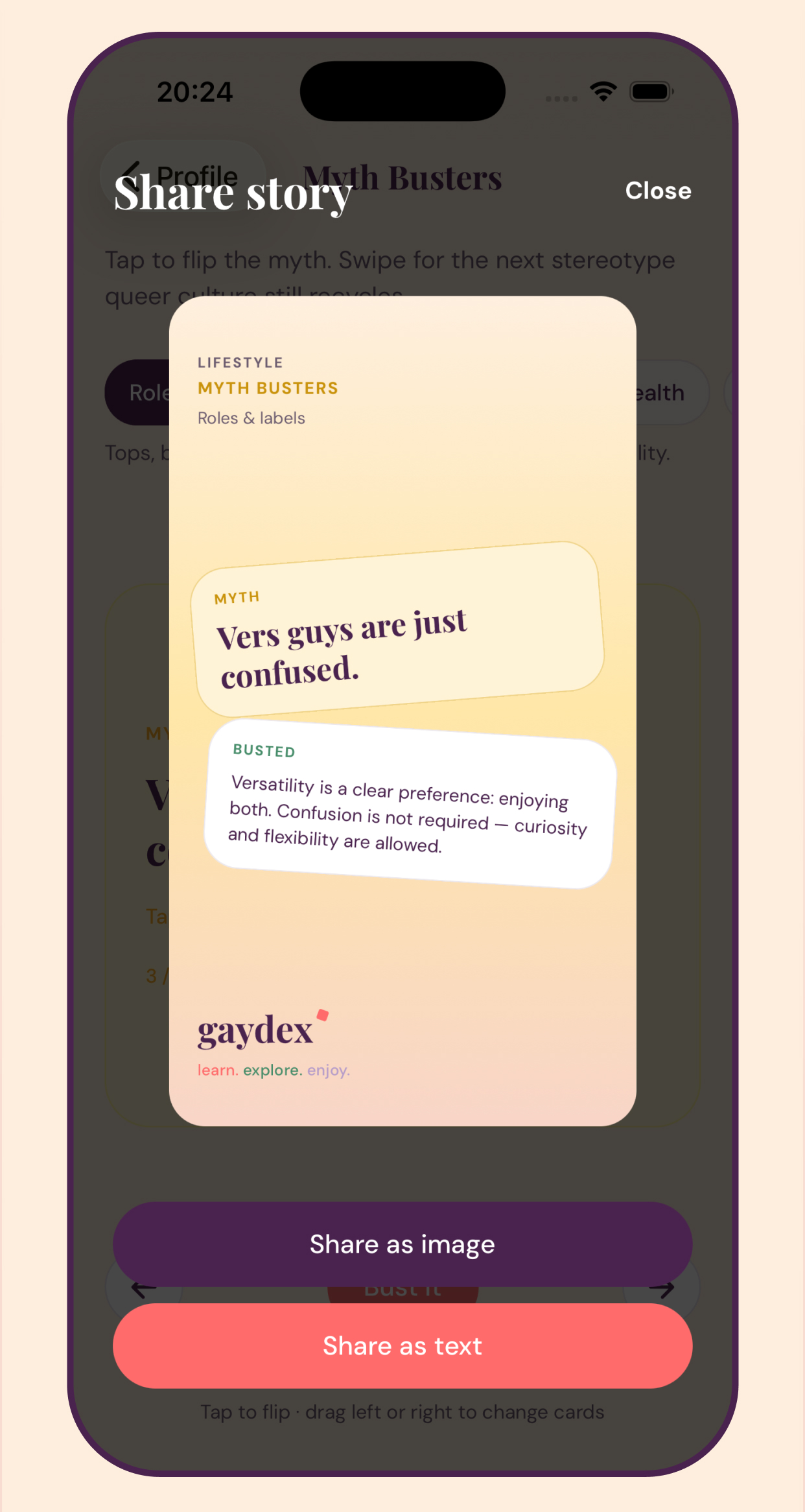 Share beautiful stories — Pass along articles, myths, and useful content with friends.