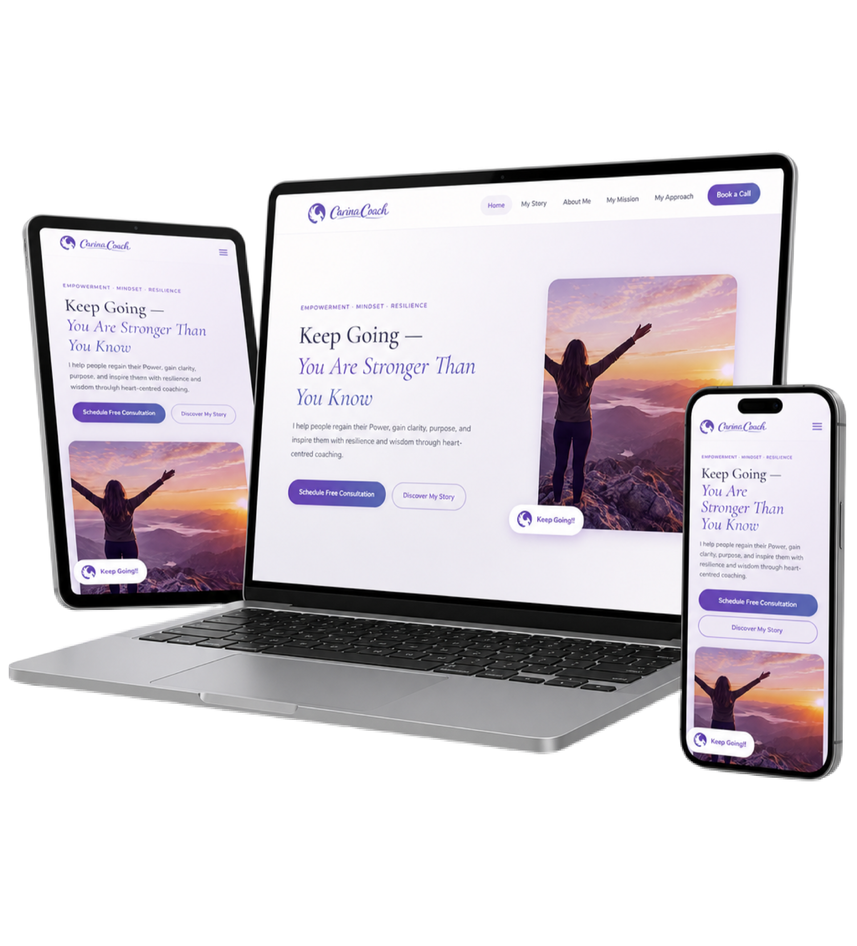 Trabalho de criação de sites da Hercules Designs, mostrado em layouts de computador e celular